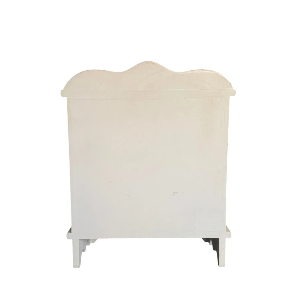 Vintage Floral Wooden Jewelry Box Armoire Cream Hand Painted